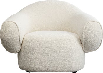 Fotel szeroki tkanina boucle w kolorze kremowym 110x89 cm – obraz-1