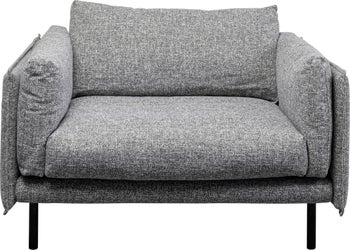 Fotel szeroki w kolorze szarym nogi stalowe czarne 126x88 cm – obraz-1
