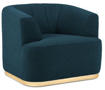 Fotel tapicerowany do salonu niebieski boucle 93x88 cm – obraz-1