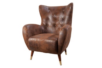 Fotel uszak DON mikrofibra antyczny brąz, złote końcówki nóg – grafika-1.