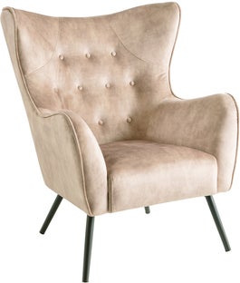 Fotel uszak pikowany szampański z metalowymi nogami czarnymi – grafika-1.