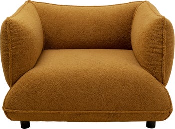 Fotel w kolorze żółtym tkanina pluszowa 95 cm – obraz-1
