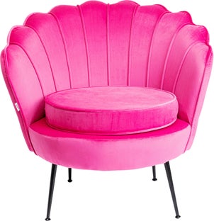 Fotel nowoczesny różowy nogi czarne 83 x 77 cm – obraz-1