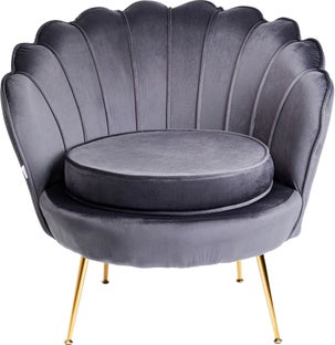 Fotel welurowy muszelka szary nogi złote 85x83 cm – grafika-1.