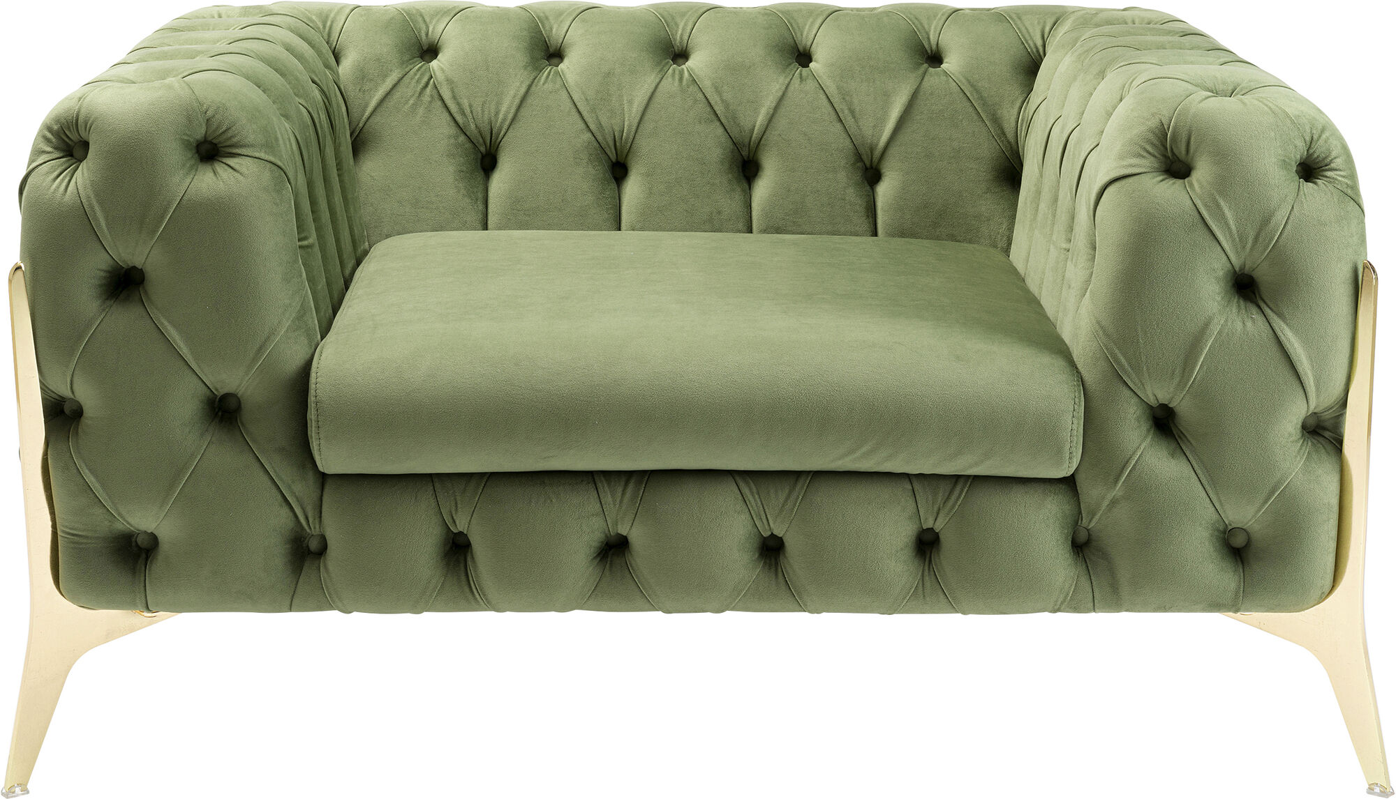 Fotel welurowy pikowany zielony glamour nogi złote 120x70 cm – grafika-1.