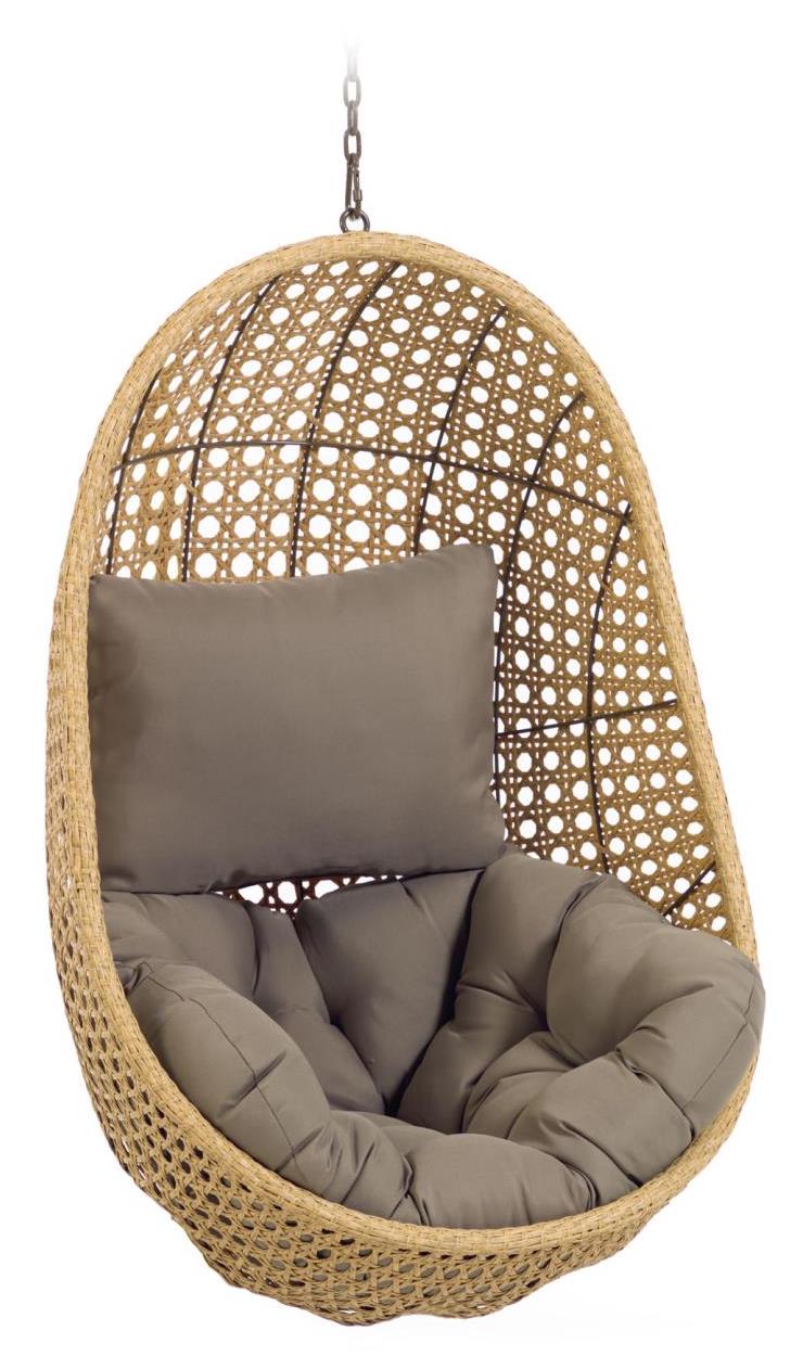 Fotel ogrodowy wiszący typu kokon siedzisko brązowe – obraz-1