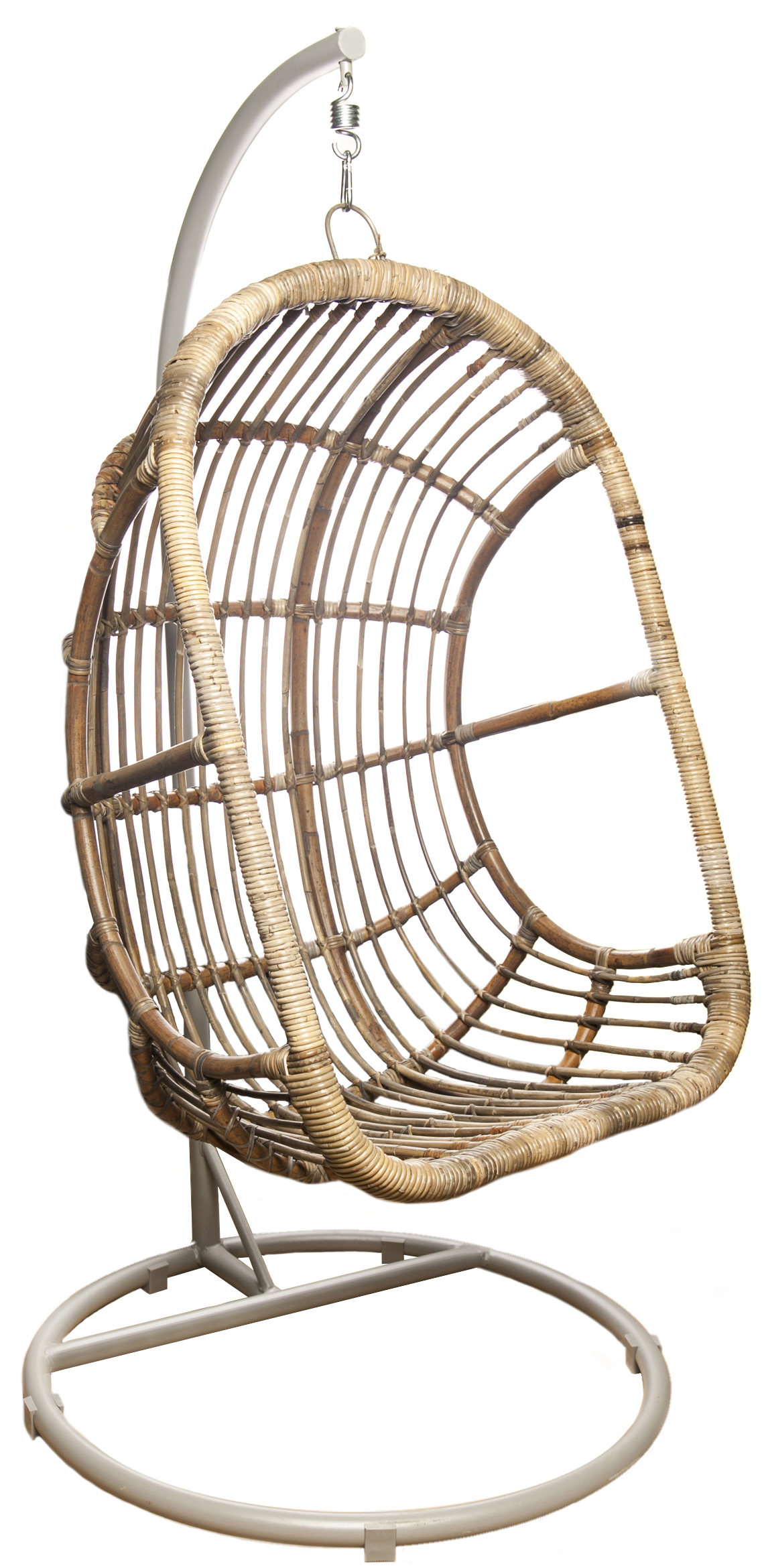 Fotel wiszący ogrodowy Nice 77x120 cm naturalny szary - stelaż szary – obraz-1