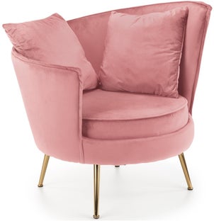 Fotel wypoczynkowy velvet różowy nogi metalowe złote 90x87 cm – obraz-1