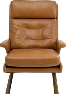 Lenestol Breno med Fotskammel - Brunt Skinn – bilde-1.