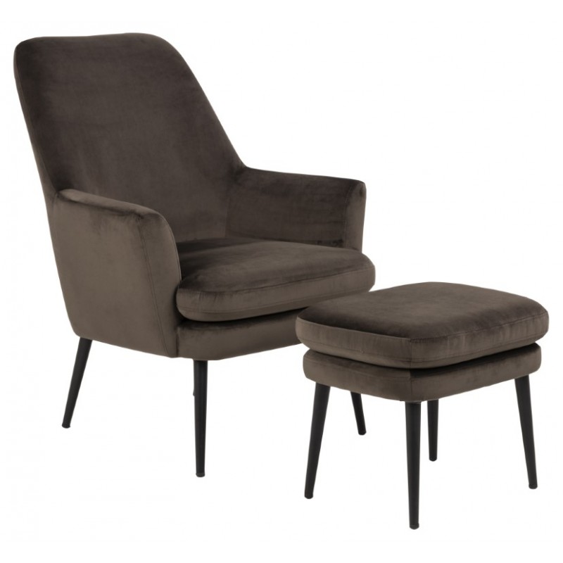 Fotel z podnóżkiem Fillhart 84x95 cm brązowoszary – obraz-1