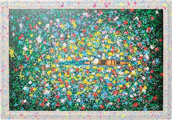 Cuadro enmarcado Floating Flower Market 150x100cm – Imagen-1.