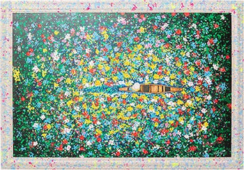 Cuadro enmarcado Floating Flower Market 150x100cm – Imagen-1.
