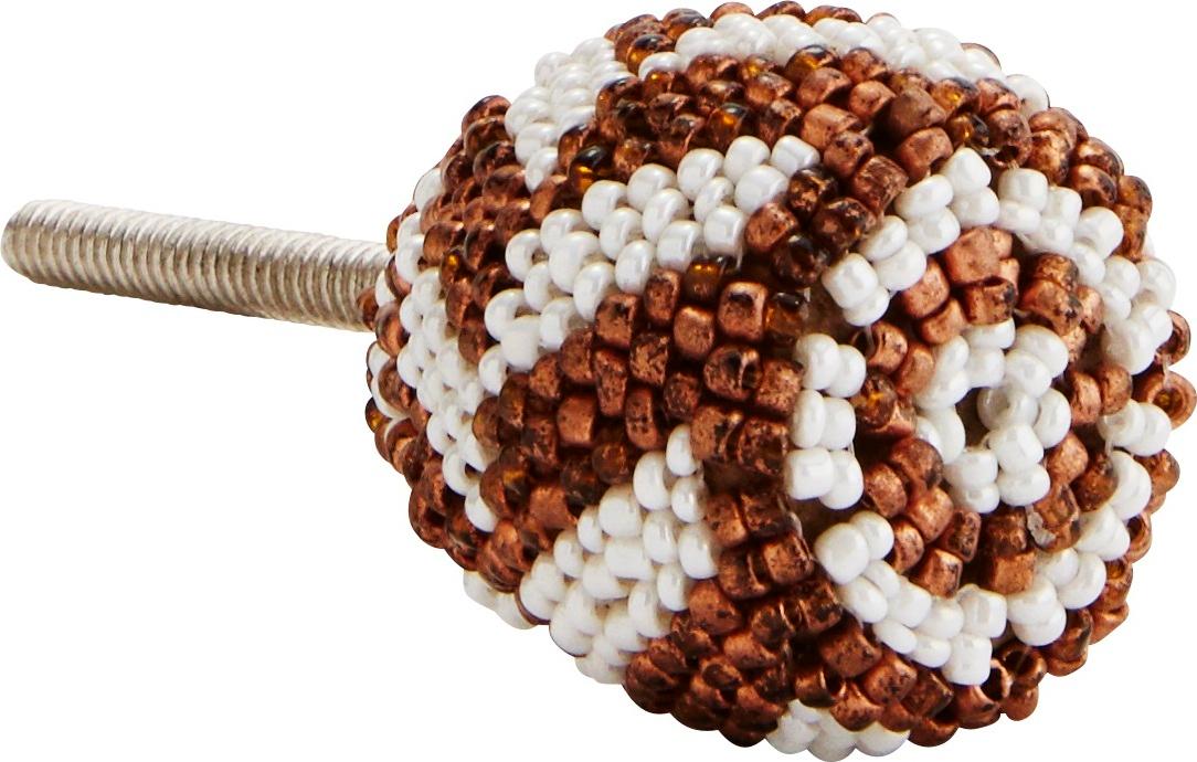Gałka do mebli w białe i miedziane koraliki – obraz-1