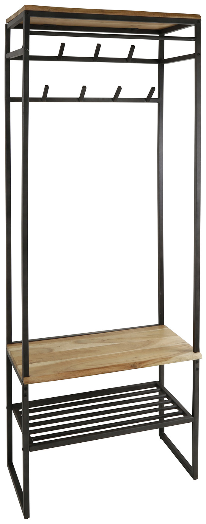Garderoba do przedpokoju drewno akacjowe i metal czarny 70x182 cm – grafika-1.