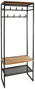 Garderoba do przedpokoju drewno akacjowe i metal czarny 70x182 cm – grafika-1.