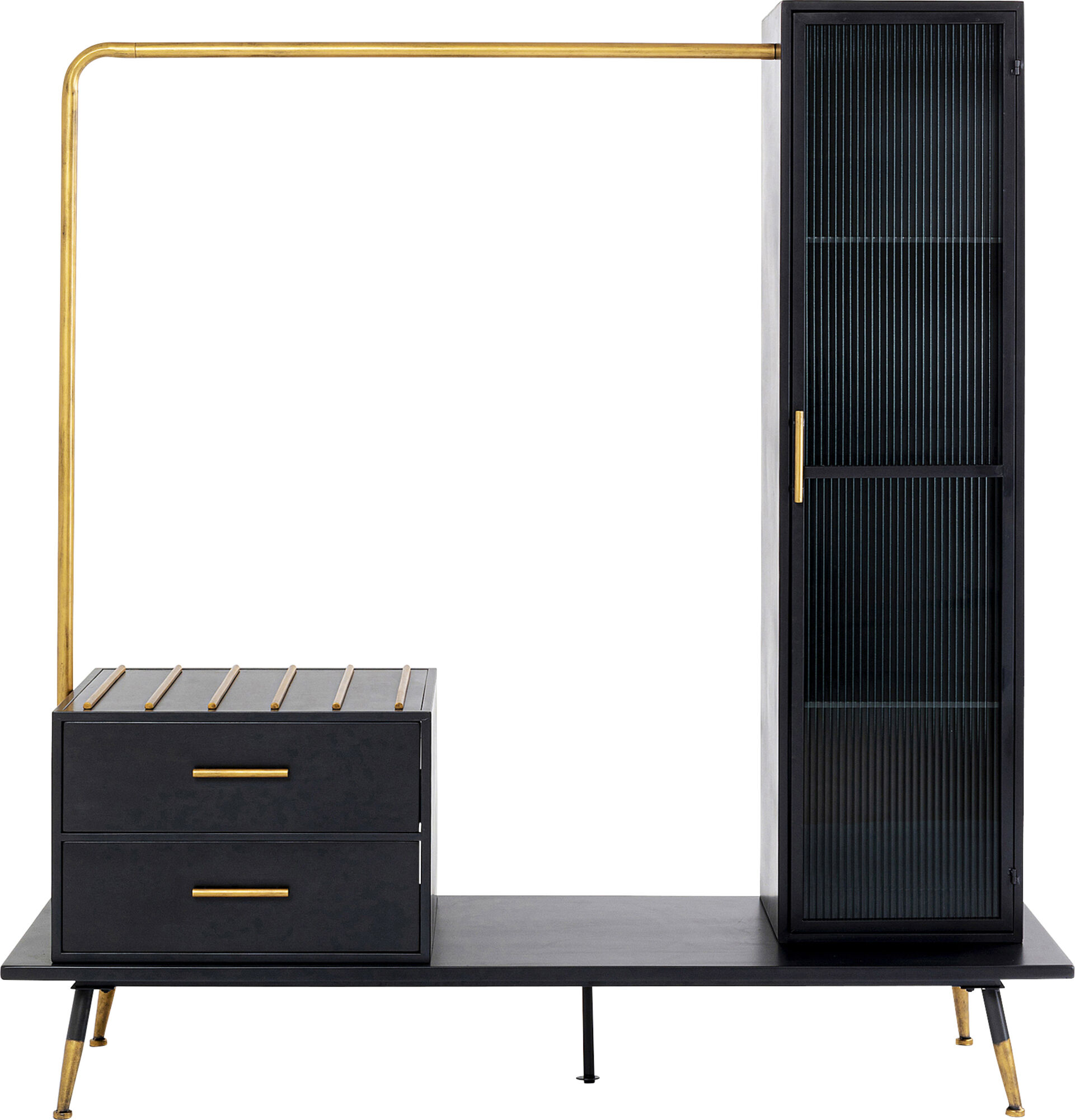Garderoba z szufladami czarno-złota 170x180 cm – grafika-1.