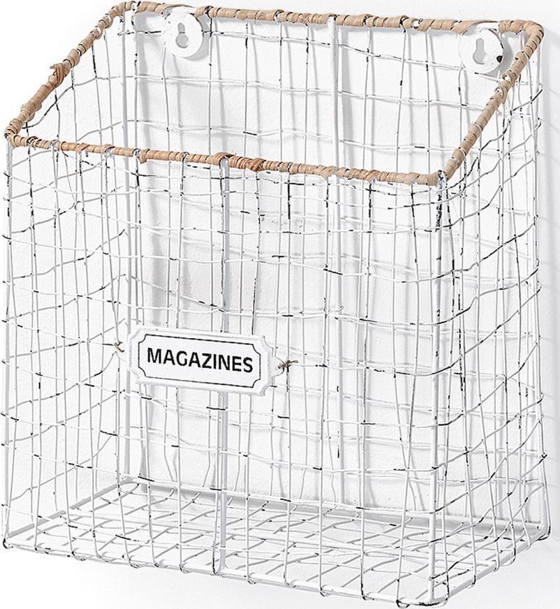 Gazetnik ścienny 27x30 cm biały – obraz-1