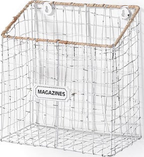 Gazetnik ścienny 27x30 cm biały – obraz-1