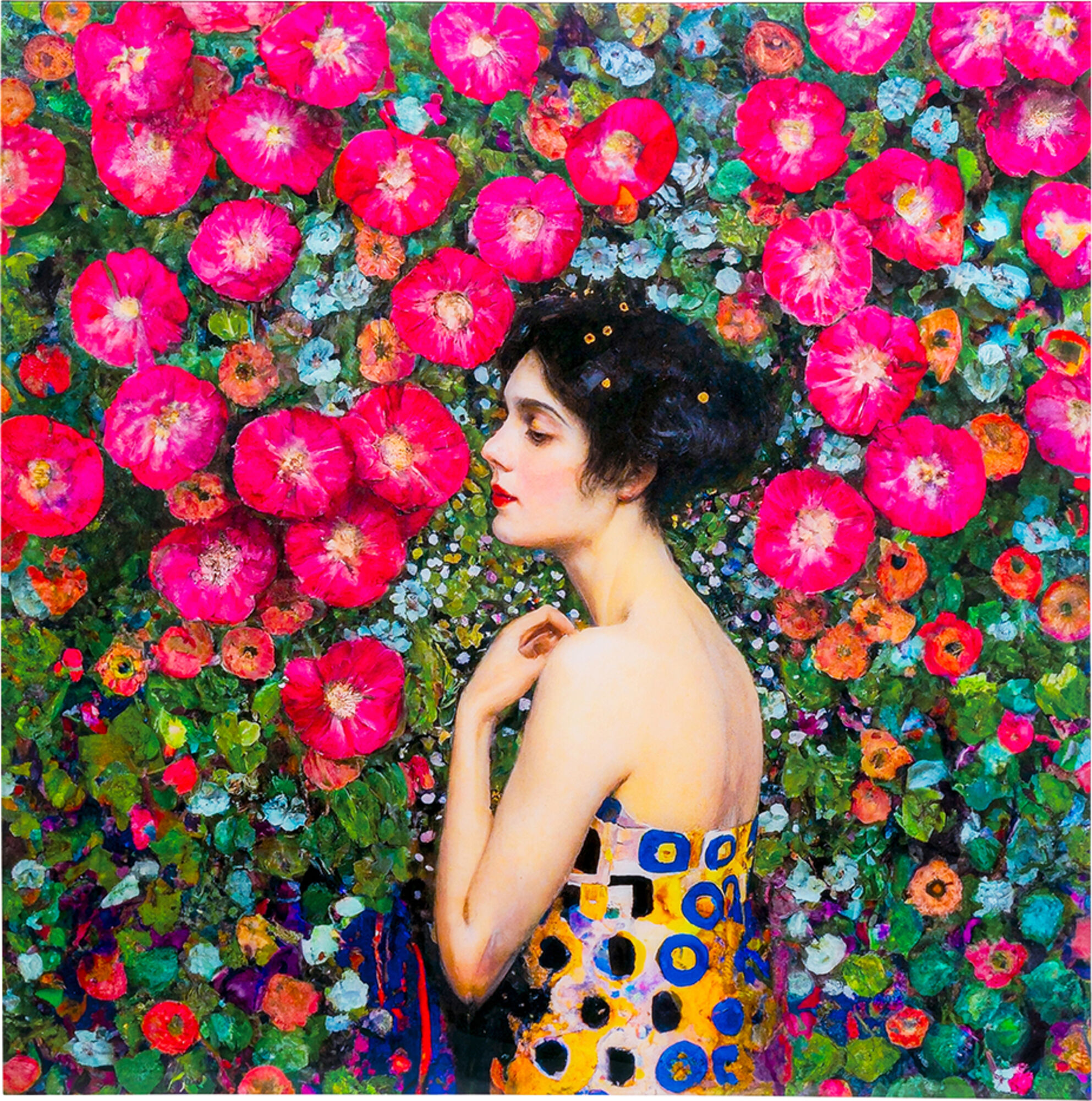 Obraz szklany Art Nouveau Fleur 120x120cm – obraz-1