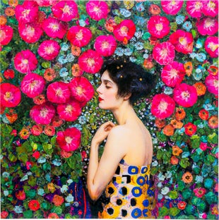Obraz szklany Art Nouveau Fleur 120x120cm – obraz-1