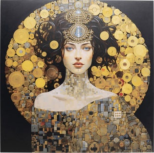 Obraz Szklany Art Nouveau Lady 3D 80x80cm – obraz-1