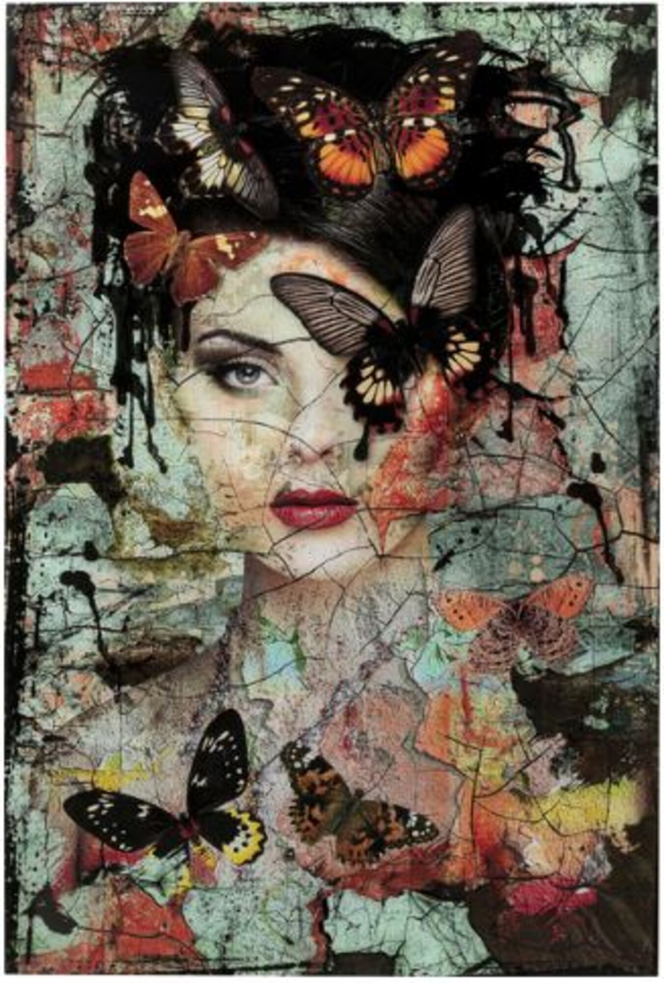 Cuadro cristal Lady Butterfly 75x55cm – Imagen-1.