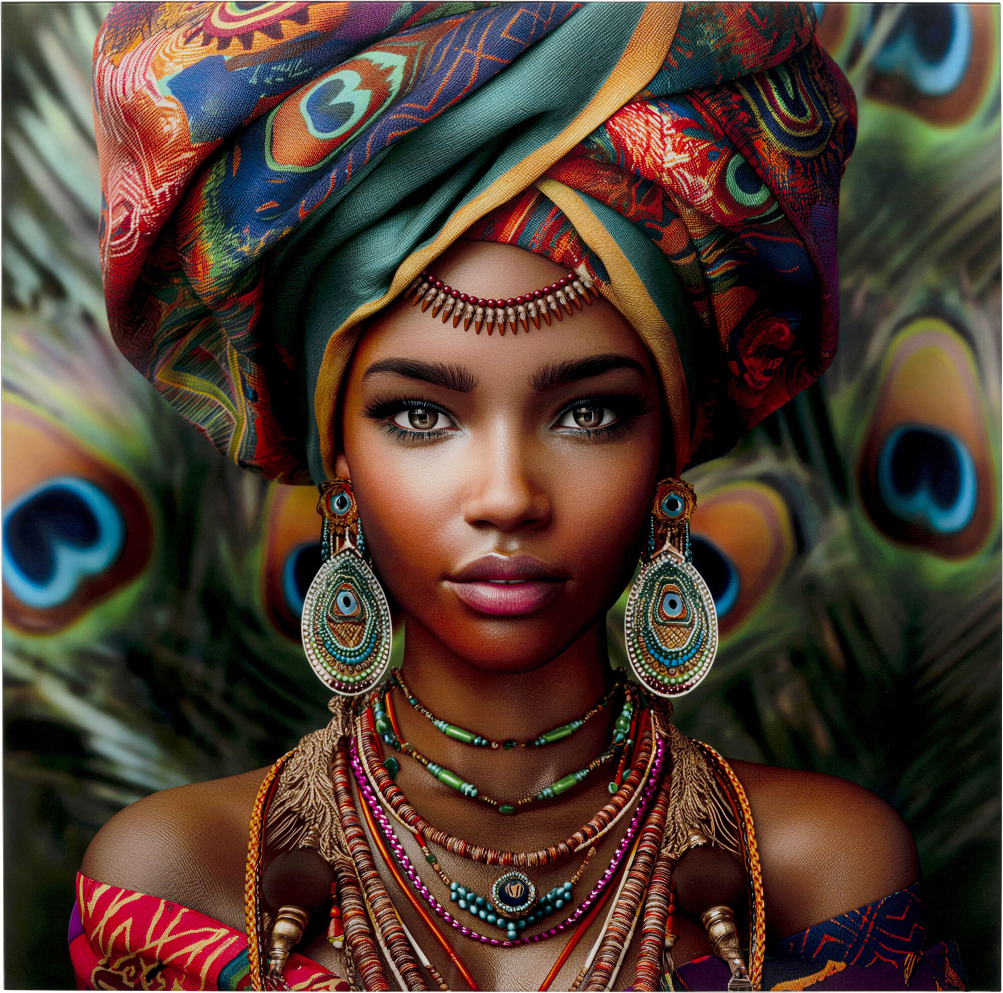 Obraz szklany Muse Peacock 100x100cm – grafika-1.