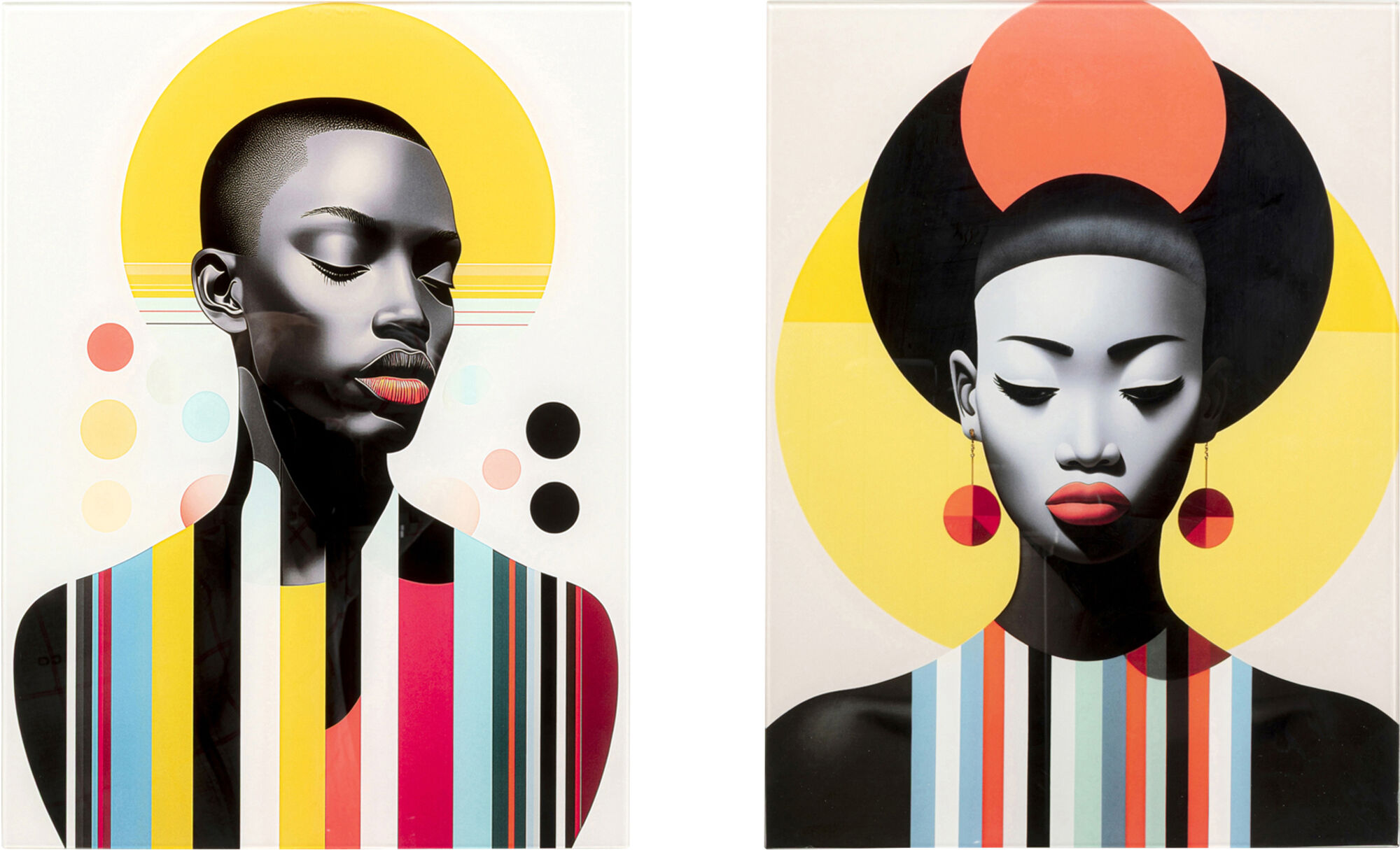 Obraz Szklany Muse Retro Lady 30x40cm (2/Set) – grafika-1.