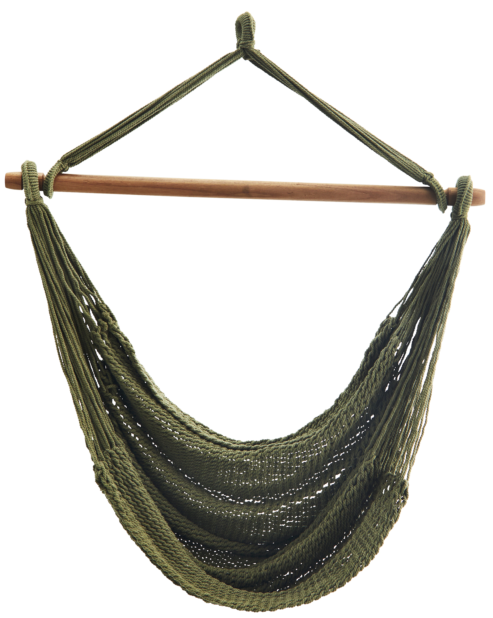 Hamak brazylijski oliwkowy ręcznie tkany stelaż drewno mango 100x150 cm – obraz-1