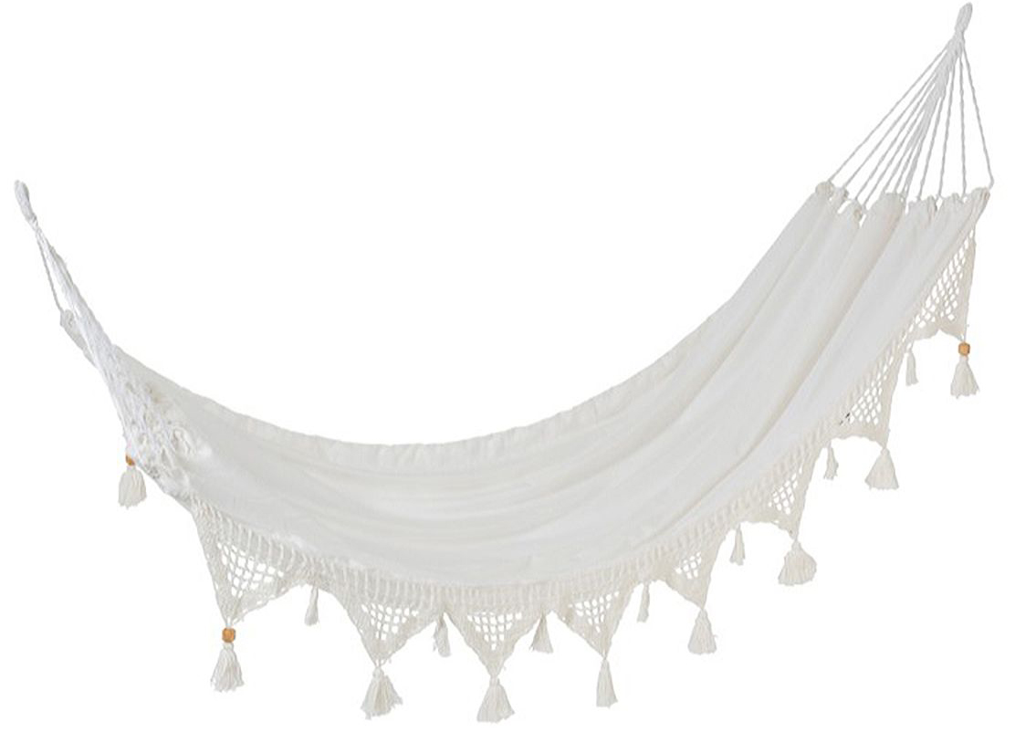 Hamak ogrodowy Tassel 220x130 cm biały – obraz-1