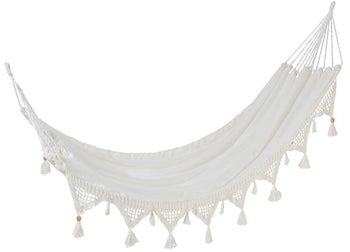 Hamak ogrodowy Tassel 220x130 cm biały – obraz-1
