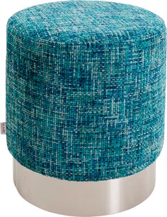 Sittpuff Berry Hög - Silver /Ljusblå Ø39cm – bild-1.