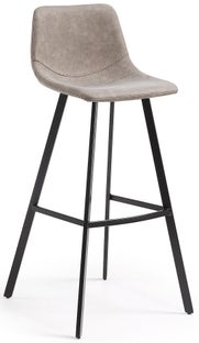 Hoker ekoskóra beżowa nogi metalowe czarne 107 cm – obraz-1