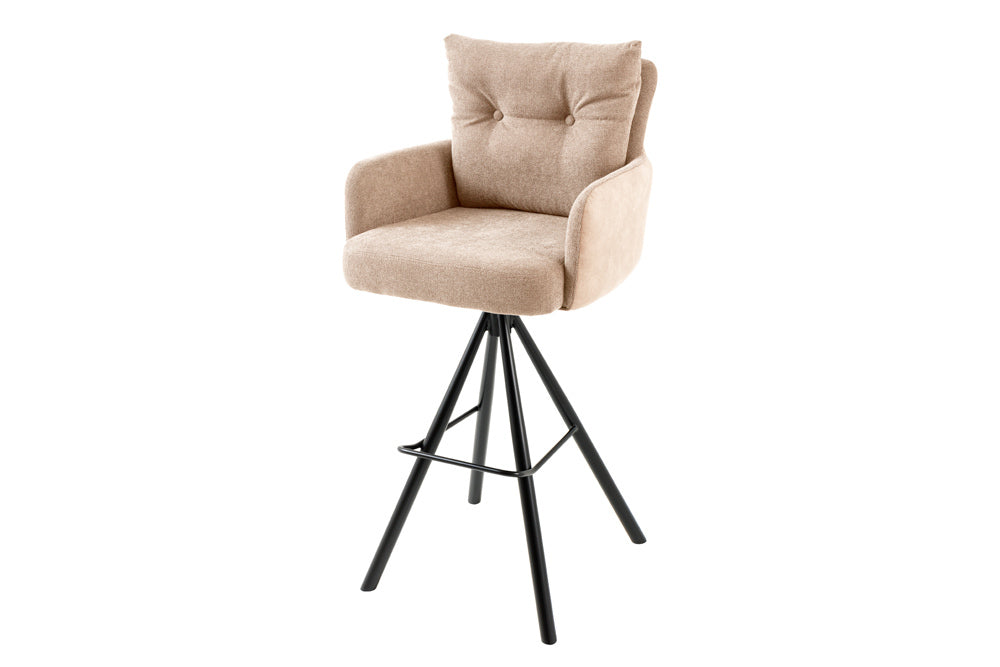 Hoker BIG GEORGE z podłokietnikami, tkanina pleciona welwet beż szampański, obrotowy – grafika-1.