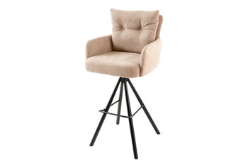 Hoker BIG GEORGE z podłokietnikami, tkanina pleciona welwet beż szampański, obrotowy – grafika-1.