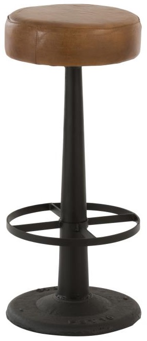 Hoker skórzany brązowy noga metalowa czarna 76 cm – obraz-1