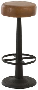 Hoker skórzany brązowy noga metalowa czarna 76 cm – obraz-1