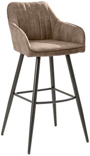 Hoker z oparciem z aksamitnej tkaniny w beżowym kolorze stylowy i elegancki – grafika-1.