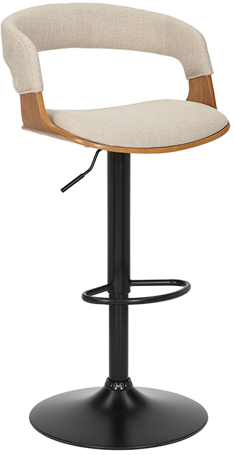 Beżowy hoker tapicerowany z metalową podstawą czarną idealny do nowoczesnych wnętrz – grafika-1.