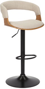 Beżowy hoker tapicerowany z metalową podstawą czarną idealny do nowoczesnych wnętrz – grafika-1.