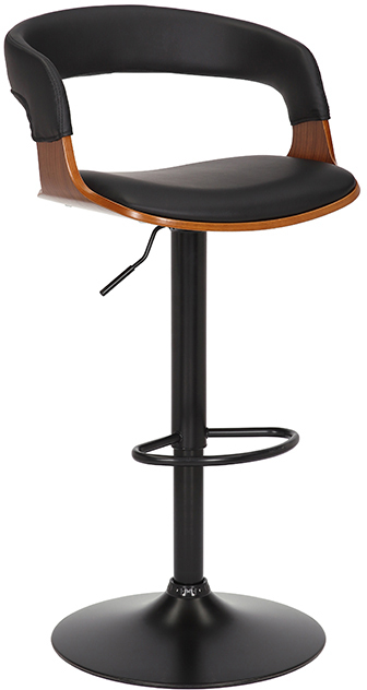 Czarny hoker drewniany z ekoskóry z metalową podstawą do nowoczesnych wnętrz – grafika-1.