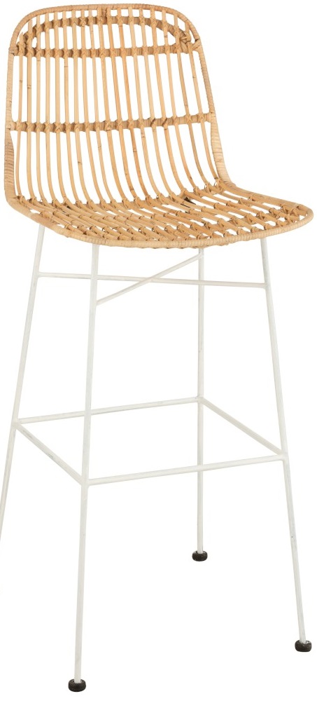 Hoker boho rattan z oparciem brązowy 92 cm – obraz-1