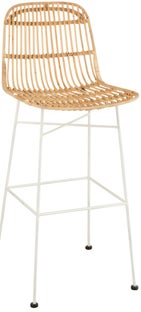Hoker boho rattan z oparciem brązowy 92 cm – obraz-1