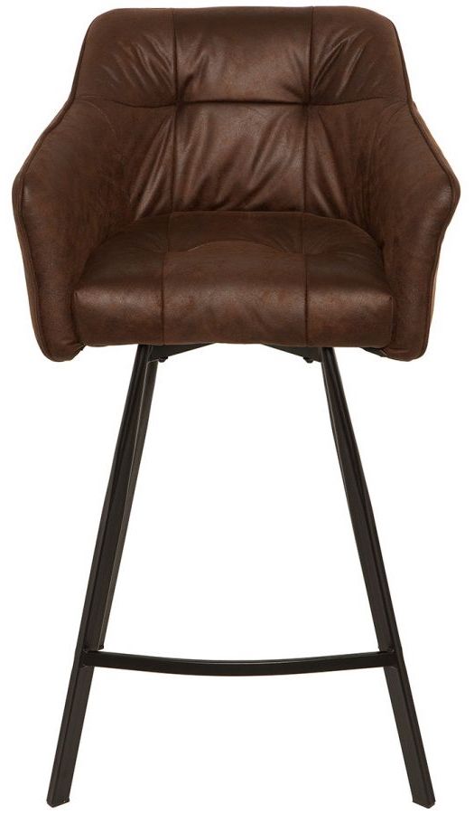 Hoker tapicerowany brązowy antyczny nogi czarne 76 cm – grafika-1.