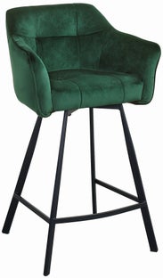 Hoker tapicerowany aksamit zielony nogi czarne 76 cm – obraz-1