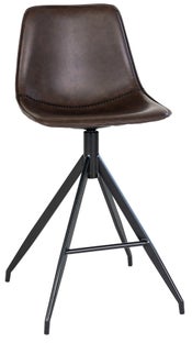 Hoker loft brązowe siedzisko ekoskóra nogi czarne 46x84 cm – grafika-1.