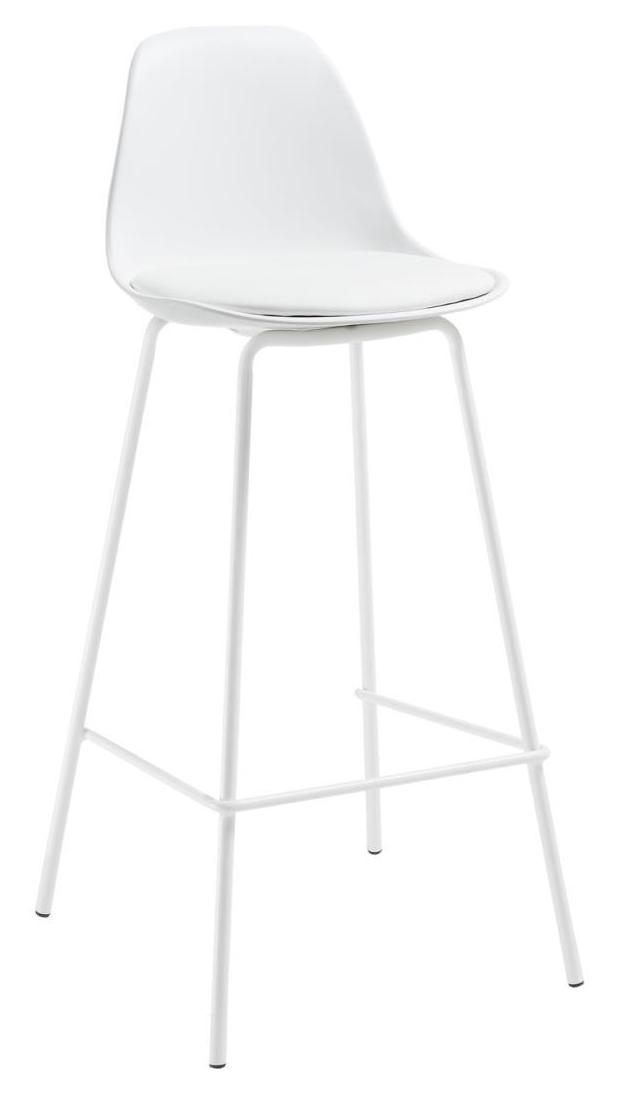 Hoker biały nogi metalowe białe 65 cm – obraz-1