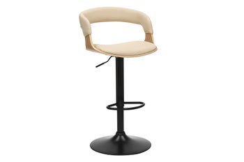 Hoker MANHATTAN 81–110 cm obrotowy, ekoskóra beż kremowy, wykończenie dąb – grafika-1.