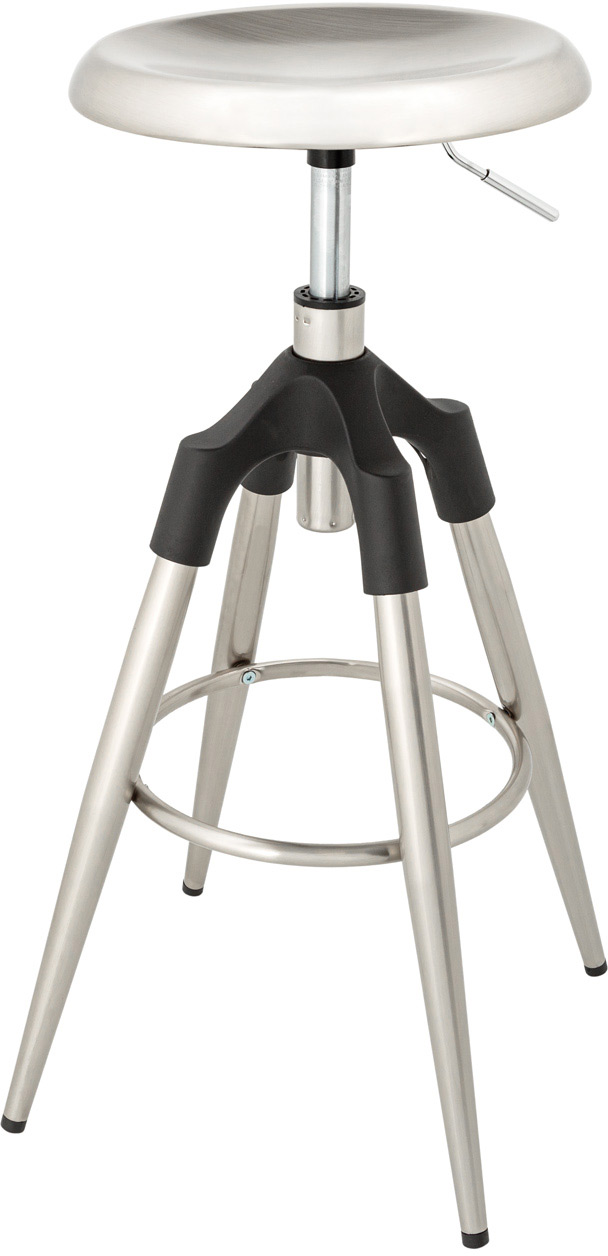 Hoker metalowy z okrągłym siedziskiem srebrny o innowacyjnym stylu – grafika-1.