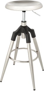 Hoker metalowy z okrągłym siedziskiem srebrny do nowoczesnych wnętrz – grafika-1.